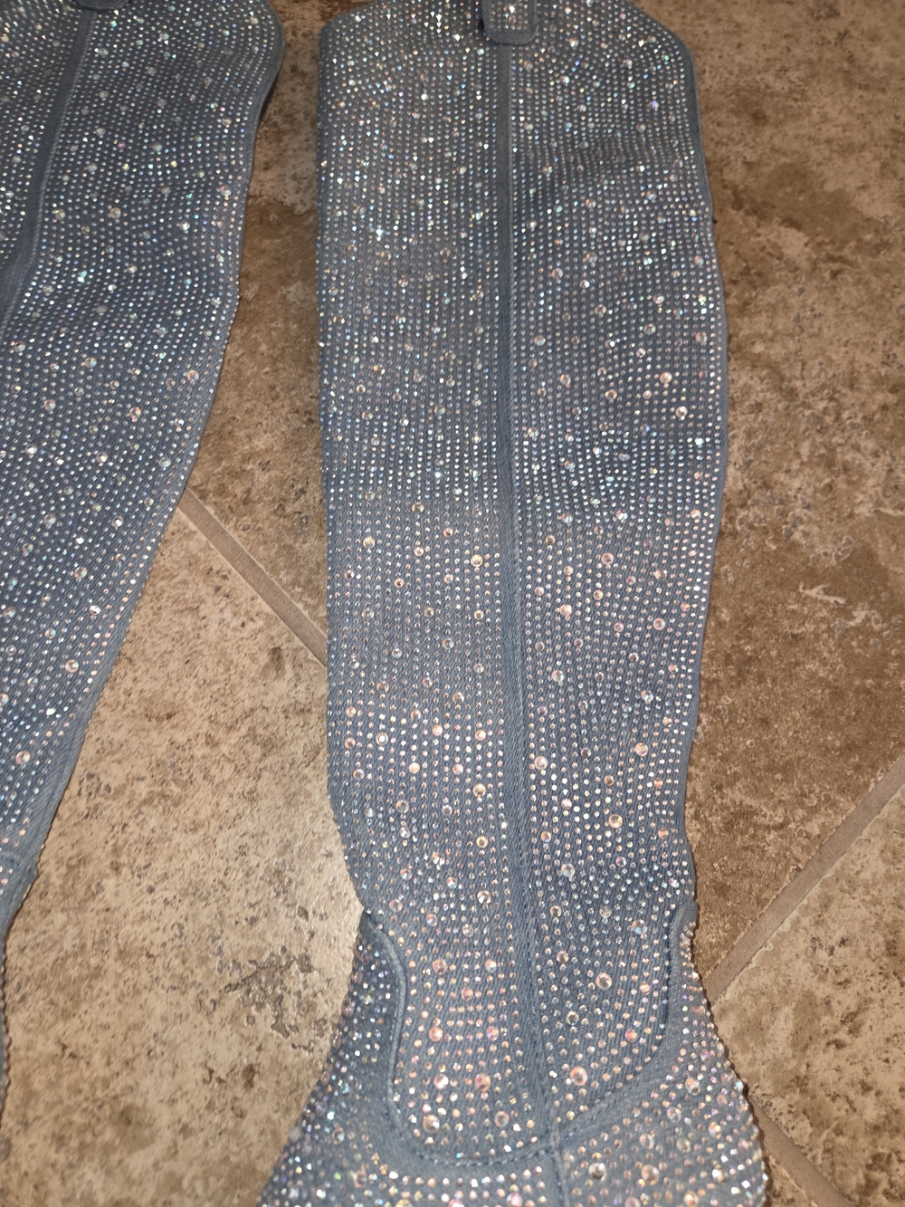 Women's Light Blue Rhinestone Western Boots Cowboy Boots NEW - Picture 3 of 6